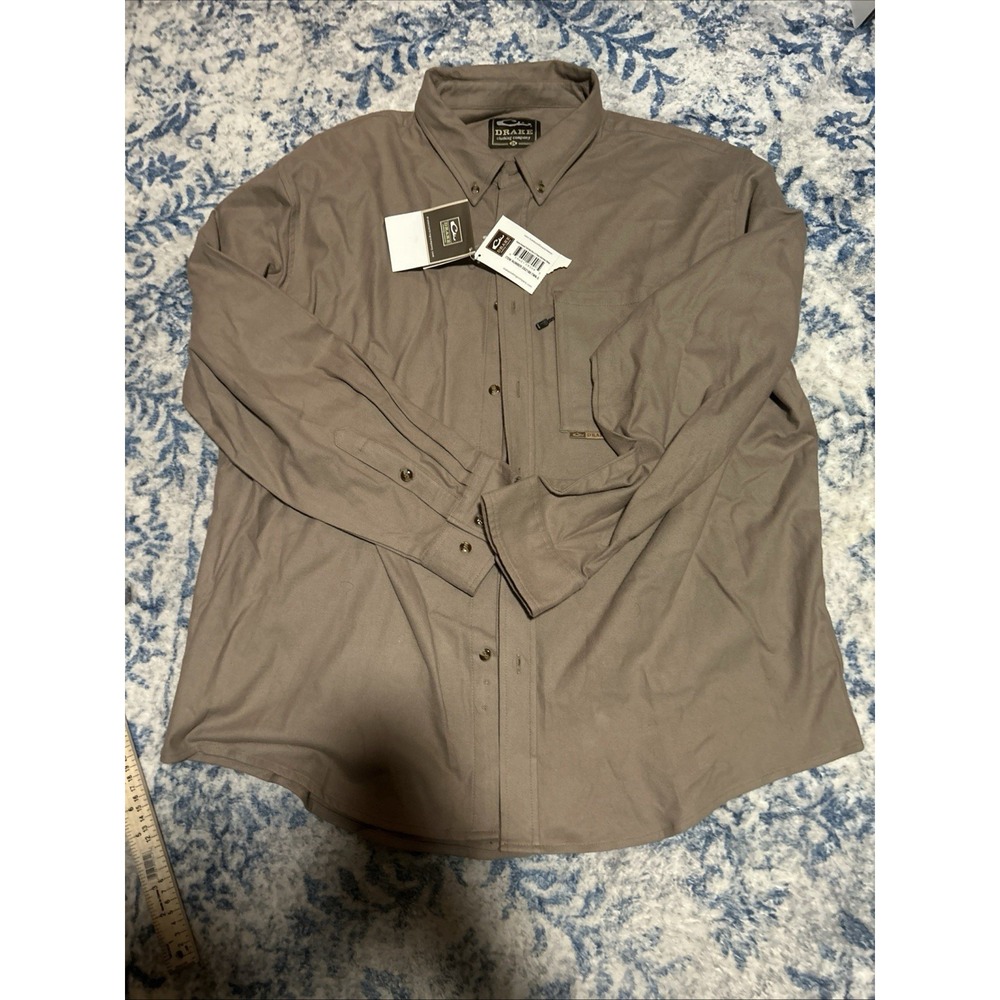 Drake Waterfowl Autumn Brushed Twill Shirt Men's Size 2xl Kalamata Brown NEW!